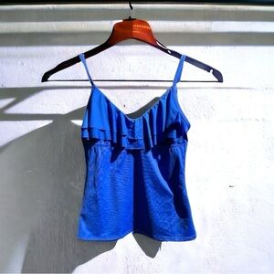 🌻Kenneth Cole Reaction Blue Tiered Tank Adjustable Tankini Swim Top Size Small